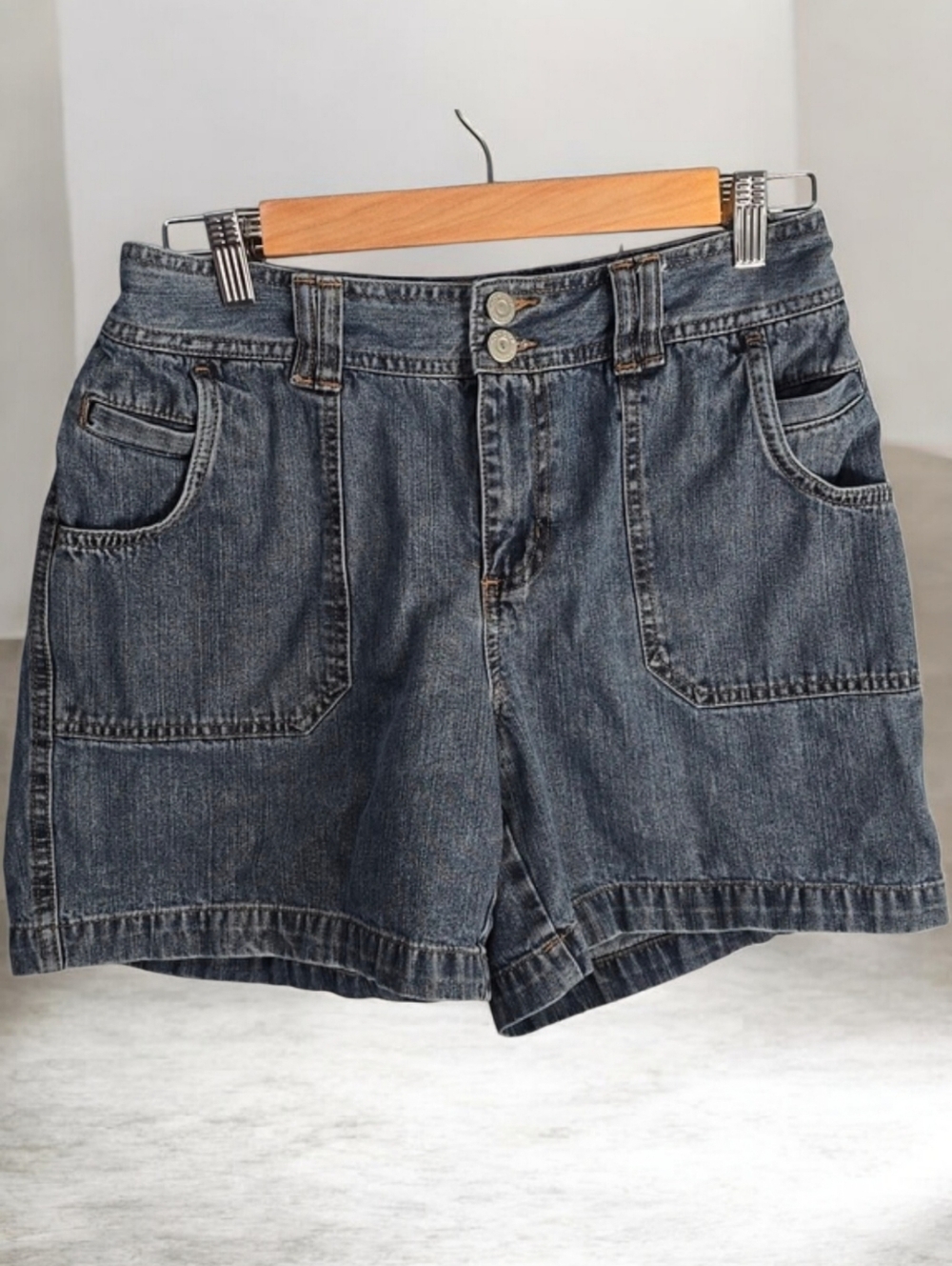 sonoma shorts women's size 10 blue denim jean shorts double-button double button